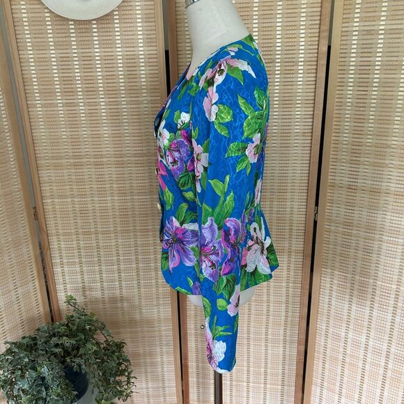 Vintage 80's Floral Button-Up Blazer Top Barbie - Picture 2 of 9